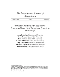 Statistical Methods for Comparative Phenomics Using High-Throughput Phenotype Microarrays