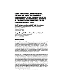 Using Traditional Environmental Knowledge