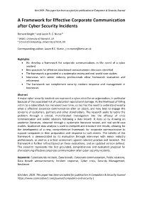 A Framework for Effective Corporate Communication After Cyber Security Incidents