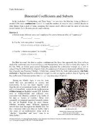 Binomial Coefficients and Subsets