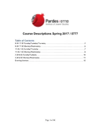 Pardes Institute – Fall 2008-9/5769 Courses