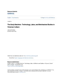 Technology, Labor, and Mechanized Bodies in Victorian Culture