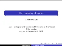 The Geometry of Syntax