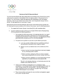 Decision of the IOC Executive Board