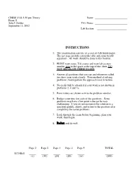 Exam I Answers