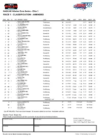 Race 1 - Classification - Amended