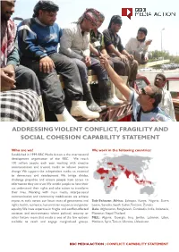 Addressing Violent Conflict, Fragility and Social Cohesion Capability Statement