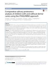 Comparative Salivary Proteomics Analysis of Children with and Without Dental Caries Using the Itraq/MRM Approach