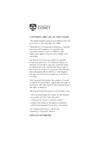 COPYRIGHT and USE of THIS THESIS This Thesis Must Be Used in Accordance with the Provisions of the Copyright Act 1968