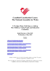 Cynulliad Cenedlaethol Cymru the National Assembly for Wales