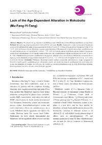 Lack of the Age-Dependent Alteration in Mokuboito (Mu-Fang-Yi-Tang)