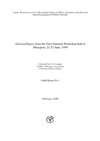 Selected Papers from the First National Workshop Held in Morogoro, 22-23 June, 1999