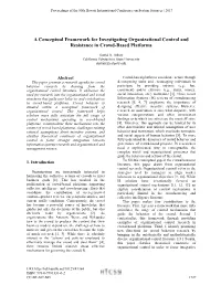 A Conceptual Framework for Investigating Organizational Control and Resistance in Crowd-Based Platforms