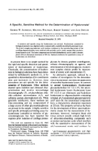 A Specific, Sensitive Method for the Determination of Hyaluronatel