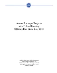 Annual Listing of Highway Projects with Federal Funding Obligated For
