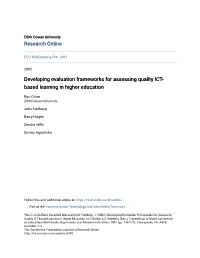 Developing Evaluation Frameworks for Assessing Quality ICT-Based Learning in Higher Education