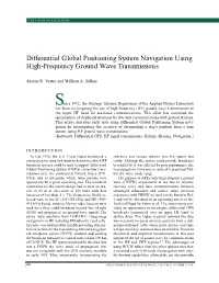 Differential Global Positioning System Navigation Using High-Frequency Ground Wave Transmissions