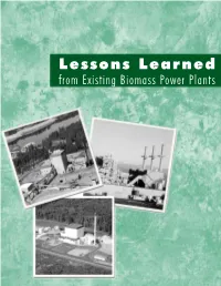 Lessons Learned from Existing Biomass Power Plants February 2000 • NREL/SR-570-26946