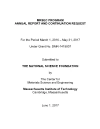 Mrsec Program Annual Report and Continuation Request