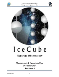 Neutrino Observatory Management & Operations Plan