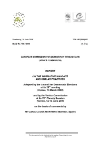 Report on the Imperative Mandate and Similar Practices