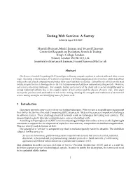 Testing Web Services: a Survey Technical Report TR-10-01