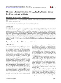 Thermal Characterization of Se80-Xte20inx Glasses Using Iso-Conversional Methods