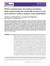 Water-Assisted Laser Desorption/Ionization Mass Spectrometry for Minimally Invasive in Vivo and Real-Time Surface Analysis Using Spidermass