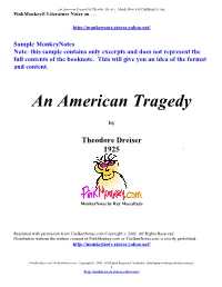 An American Tragedy by Theodore Dreiser - Monkeynotes by Pinkmonkey.Com Pinkmonkey® Literature Notes On