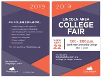 COLLEGE FAIR – PARTICIPATING COLLEGES REGISTERED AS of 8/2/19 – See a Current List at Educationquest.Org