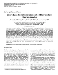 Diversity and Nutritional Status of Edible Insects in Nigeria: a Review