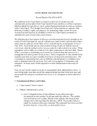 GOOD ORDER and DISCIPLINE Second Quarter, Fiscal Year 2019 This Publishes to the Coast Guard Community a Summary of Disciplinary