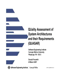Quality Assessment of System Architectures and Their Requirements (QUASAR)