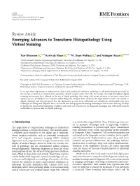 Review Article Emerging Advances to Transform Histopathology Using Virtual Staining