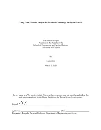 Using Care Ethics to Analyze the Facebook-Cambridge Analytica Scandal