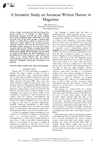 A Semantic Study on Javanese Written Humor in Magazine