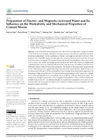 And Magnetic-Activated Water and Its Influence on the Workability and Mechanical Properties of Cement M