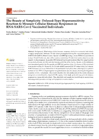 Delayed-Type Hypersensitivity Reaction to Measure Cellular Immune Responses in RNA-SARS-Cov-2 Vaccinated Individuals