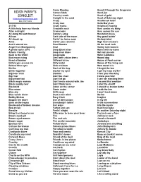 Kevin Parry's Songlist