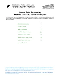 Latent Print Processing Test No. 19-5190 Summary Report