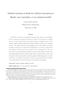 Machine Learning Methods for Inflation Forecasting in Brazil