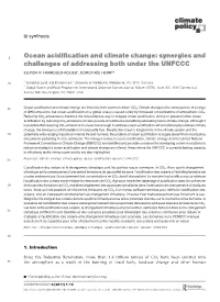 Ocean Acidification and Climate Change: Synergies and Challenges