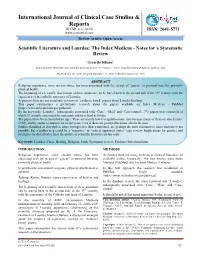 Scientific Literature and Lourdes: the Index Medicus - Notes for a Systematic Review