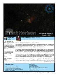 Chair's Report by Bernie Venasse from the Editor in THIS ISSUE