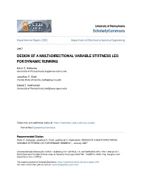 Design of a Multi-Directional Variable Stiffness Leg for Dynamic Running