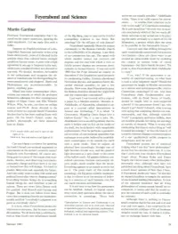 Feyerabend and Science Writes, "There Is No Valid Reason for Astron- Omers