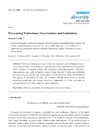Forecasting Extinctions: Uncertainties and Limitations