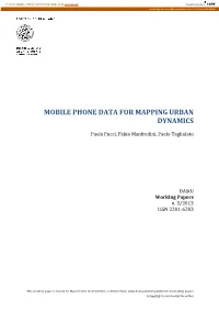 Mobile Phone Data for Mapping Urban Dynamics