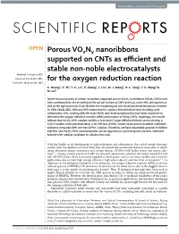 Porous Voxny Nanoribbons Supported on Cnts As Efficient And