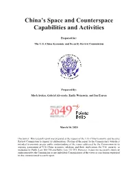 China's Space and Counterspace Capabilities and Activities